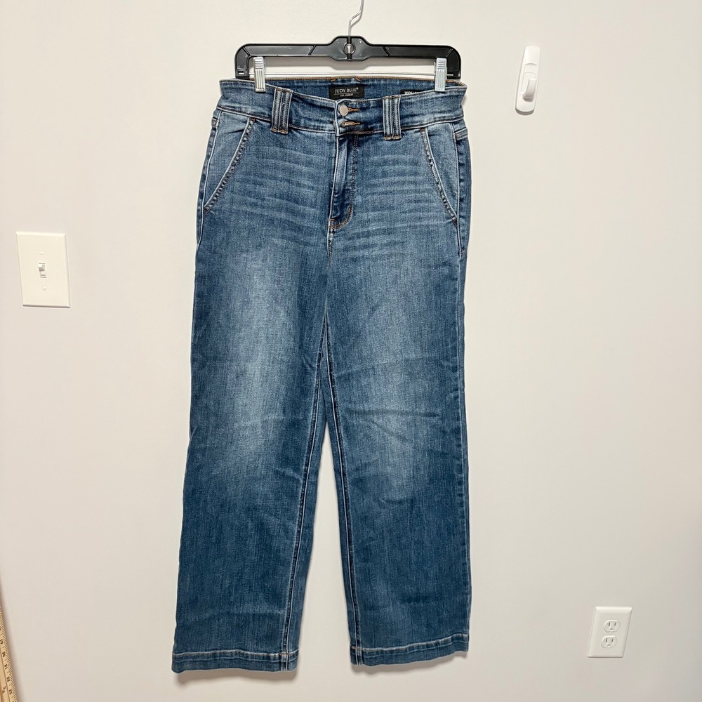 Judy Blue High Rise Wide Leg Jeans Women Blue 9/29 Stretch Denim